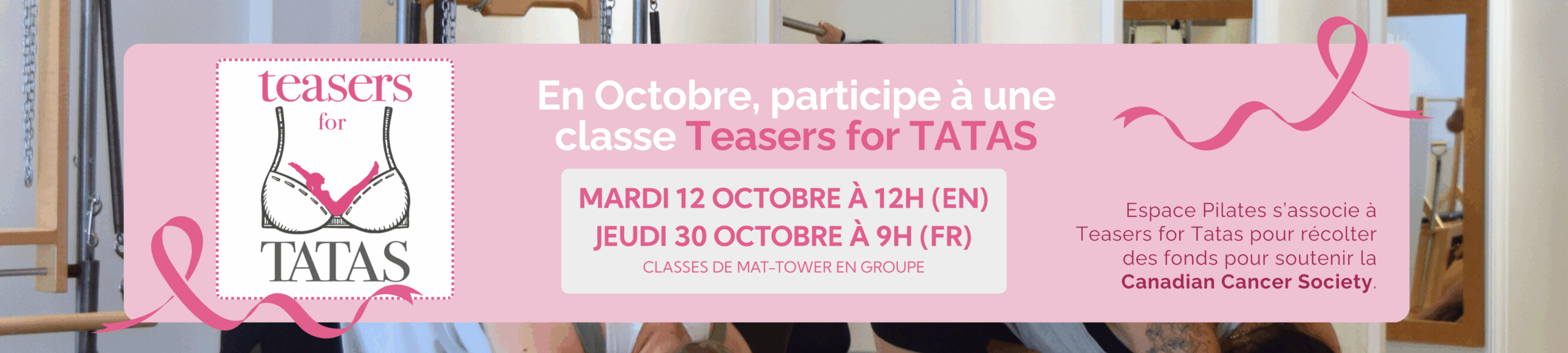Teasers for Tatas event Pilates Mat-Tower group class in French