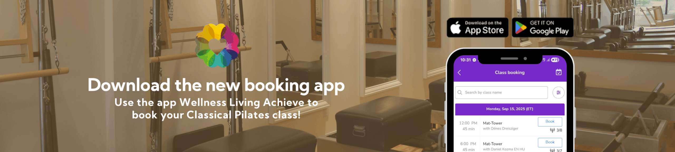 New booking system for your Pilates classes